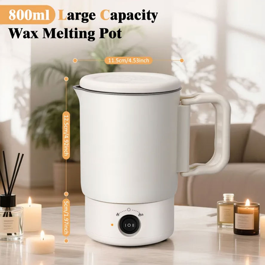 A47U 800ml Electric Wax Kettle, Candle Making Pouring Pot with Thermometer, DIY Craft Tool Kit for Beginners, UK Plug-5