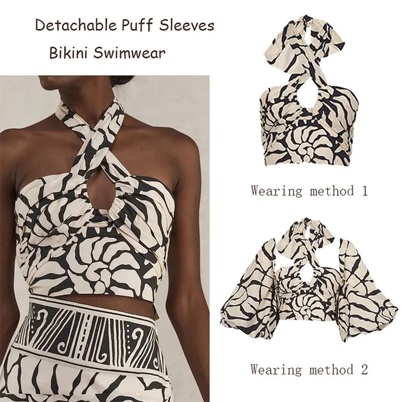 Necktie One-Piece Swimsuit for Women, Beach Vacation Set-5
