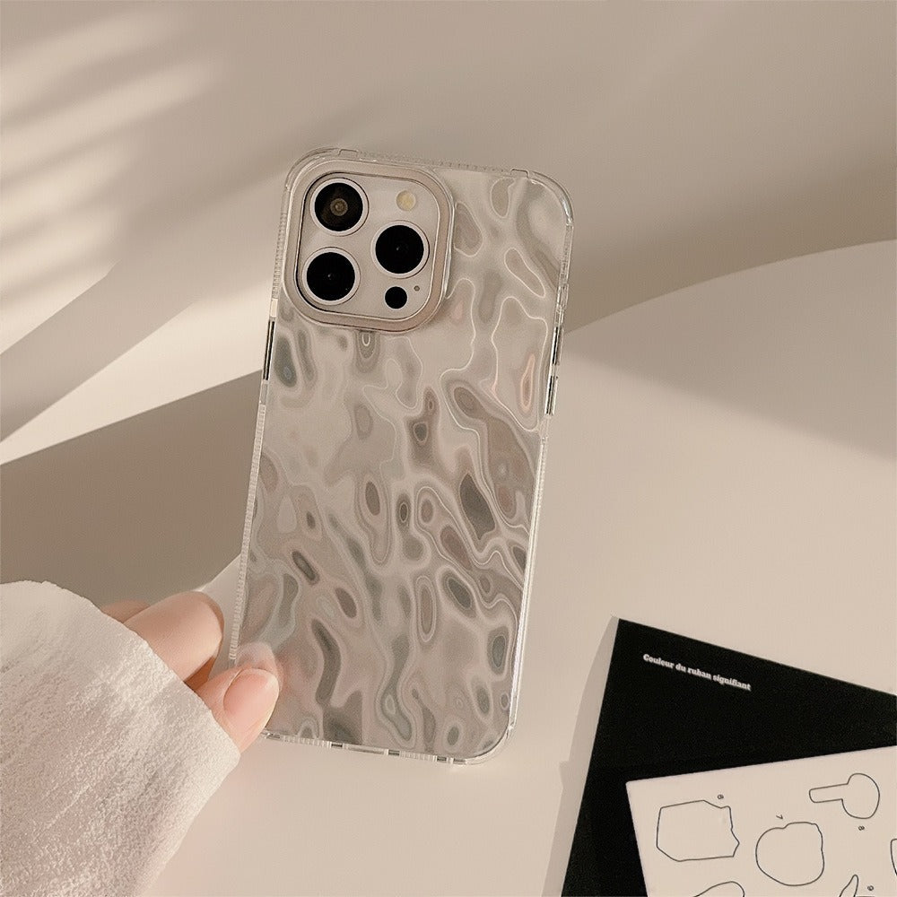 Advanced silver foil pattern suitable for iPhone 15 Pro minimalist Max Apple phone case 14 cool style 12-2