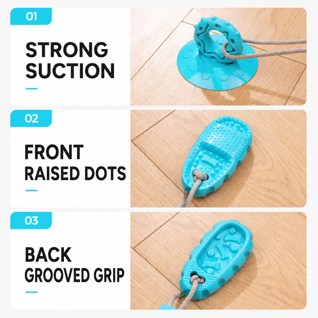 Squeaky suction cup chew ball-4