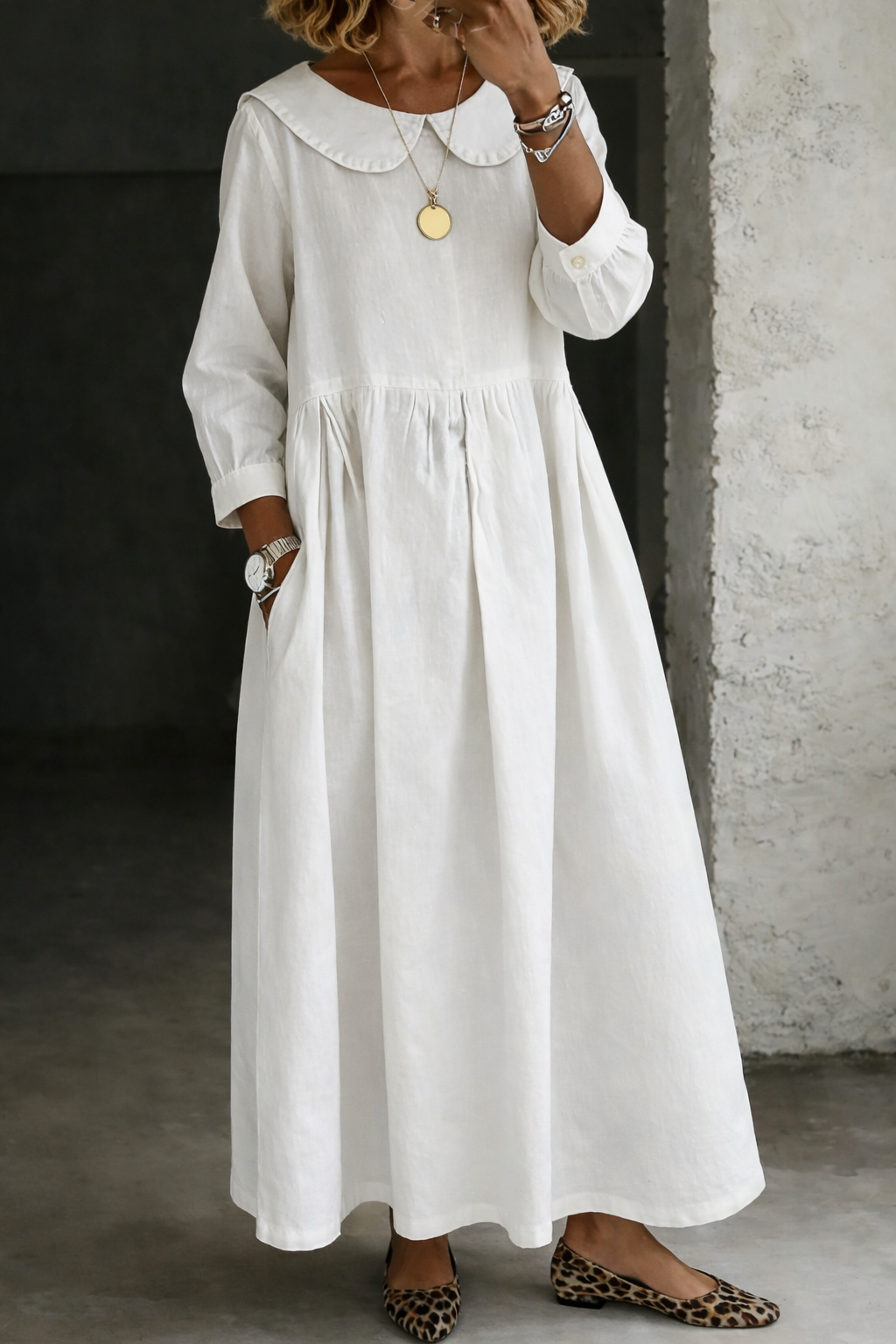 Clara | Peter Pan Collar Denim Dress-5