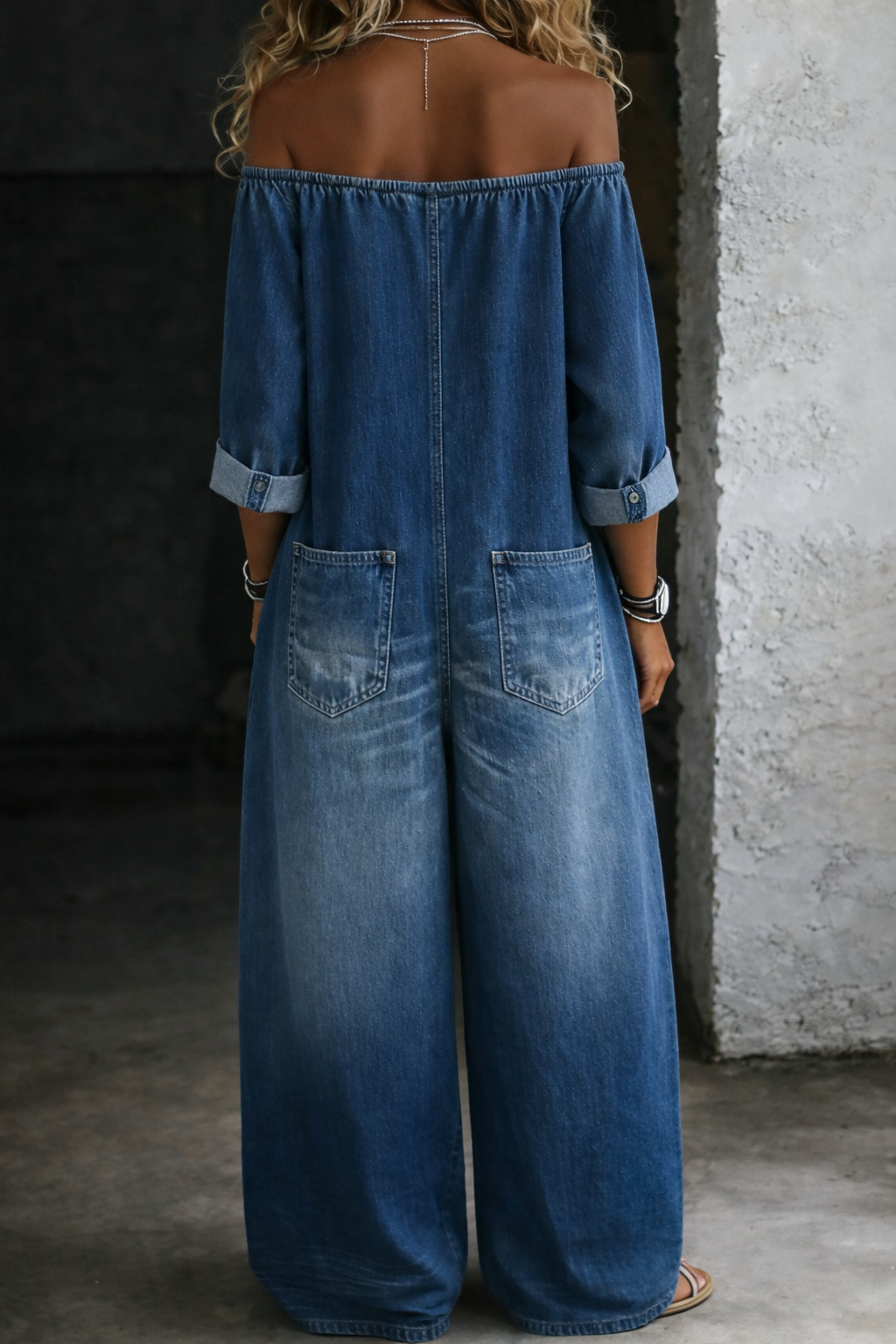 Elena | Off Shoulder Long Sleeve Jumpsuit-3