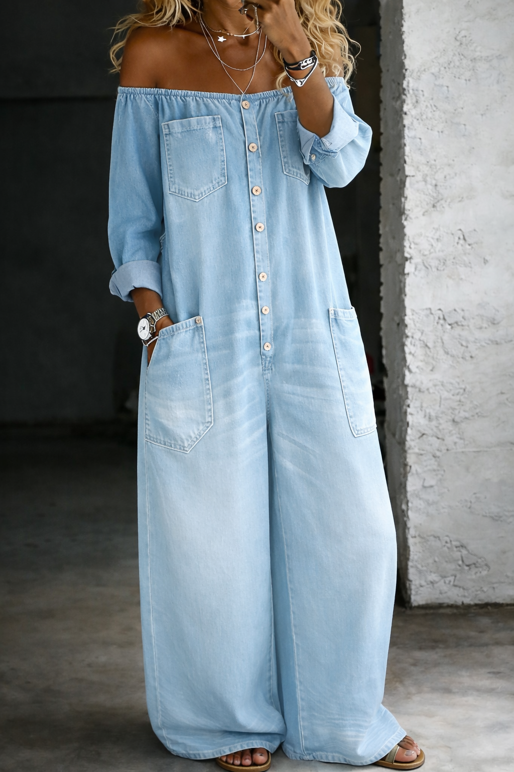 Elena | Off Shoulder Long Sleeve Jumpsuit-7