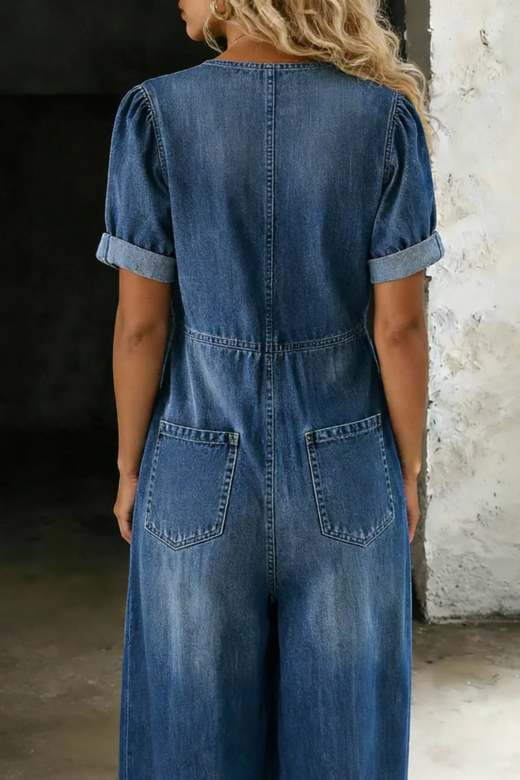 Maya | V Neck Short Sleeve Jumpsuit-2