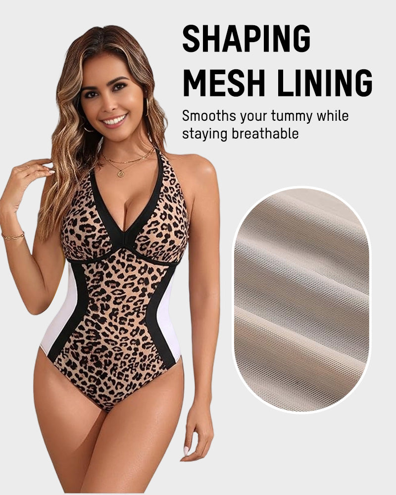 Color Block Tummy Control One-Piece Swimsuit-7