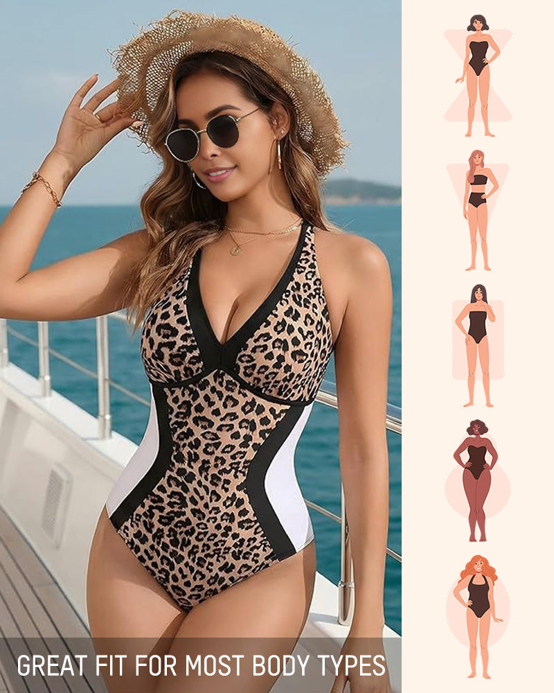 Color Block Tummy Control One-Piece Swimsuit-9