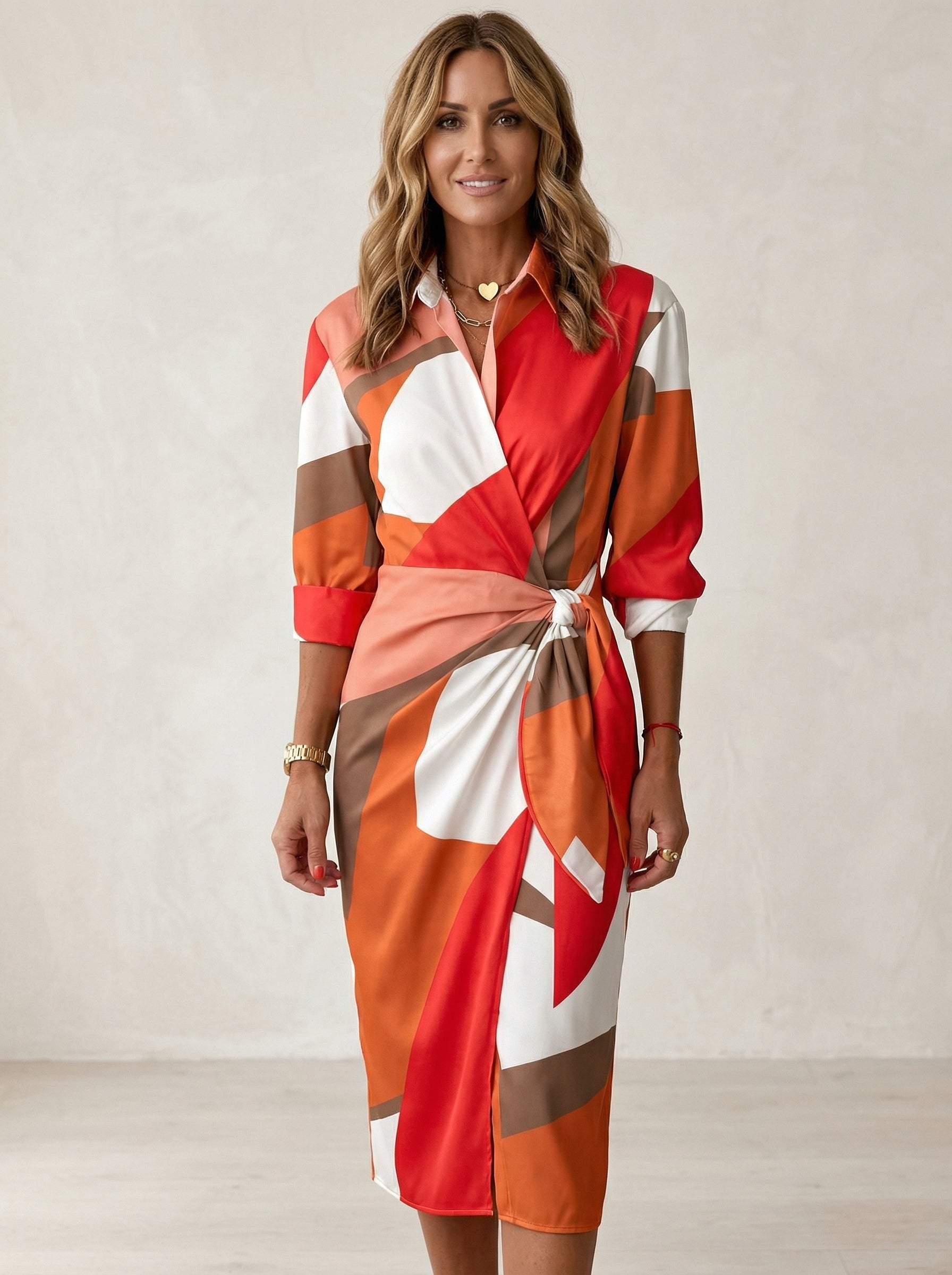 Cecilia Elegant Striped Dress-5