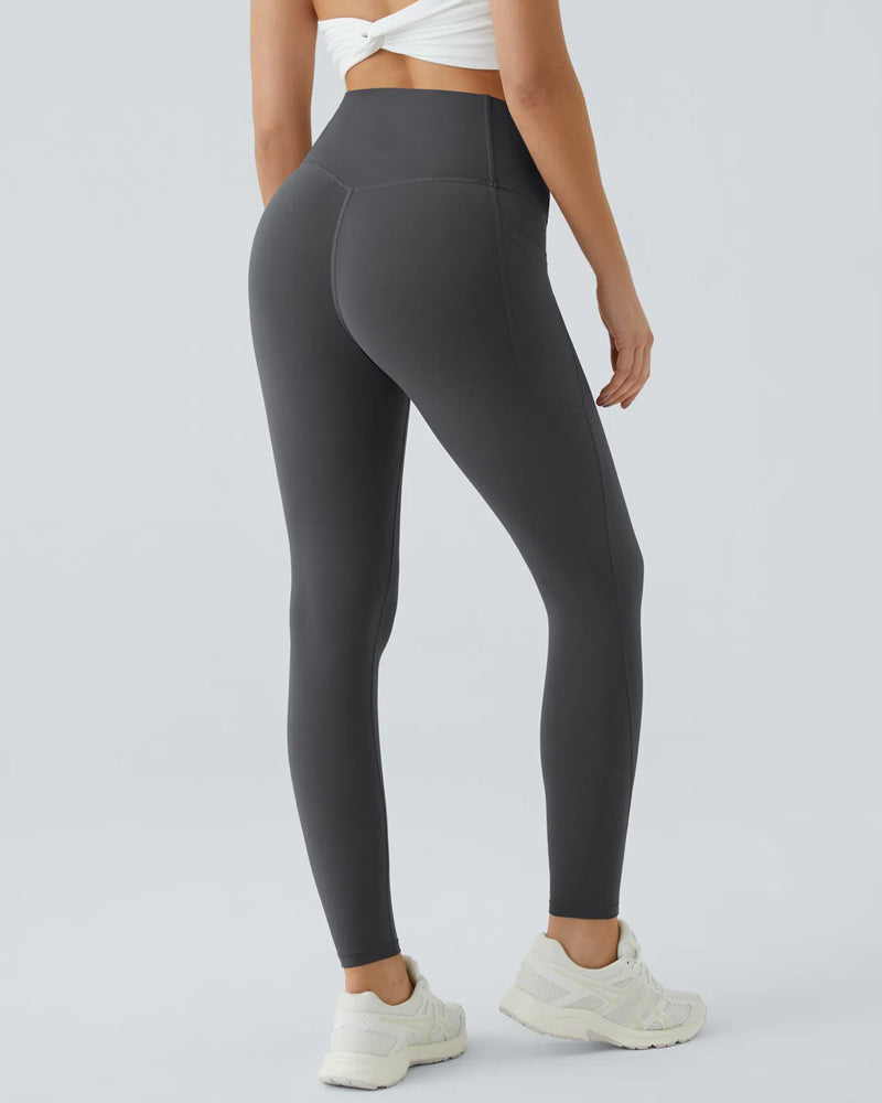 Butt Lifting Tummy Control Side Pocket High Waisted Shaping Training Leggings-18