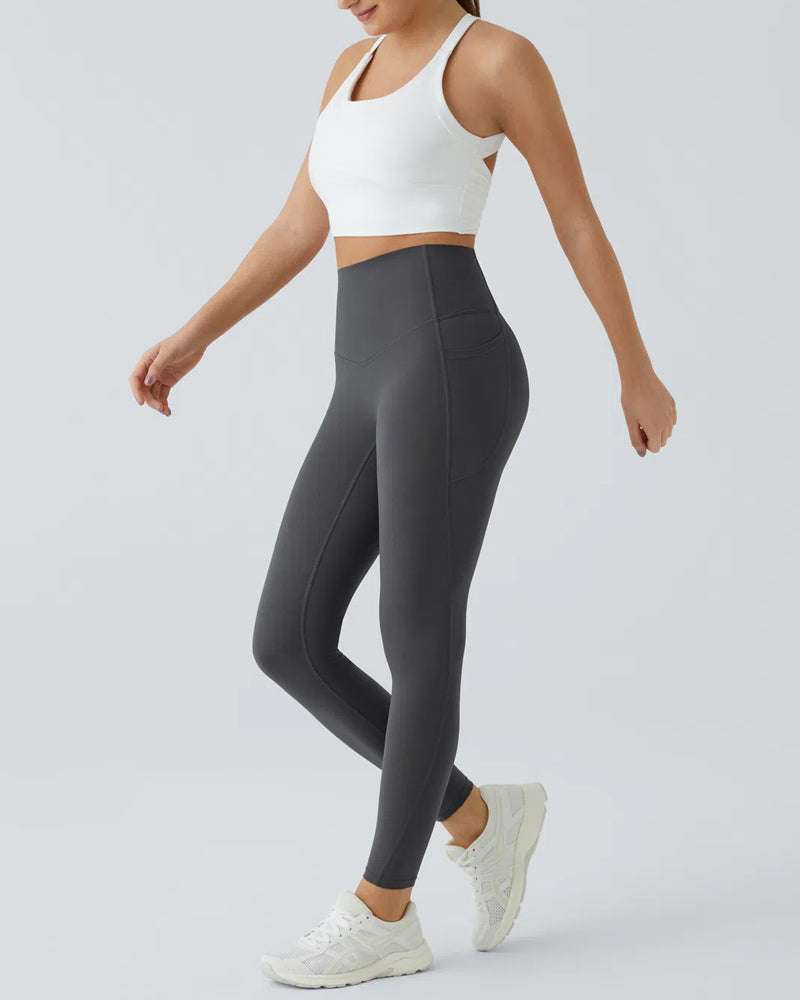 Butt Lifting Tummy Control Side Pocket High Waisted Shaping Training Leggings-22