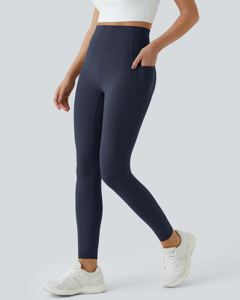 Butt Lifting Tummy Control Side Pocket High Waisted Shaping Training Leggings-26