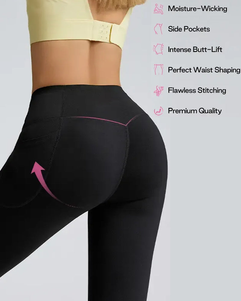 Butt Lifting Tummy Control Side Pocket High Waisted Shaping Training Leggings-7