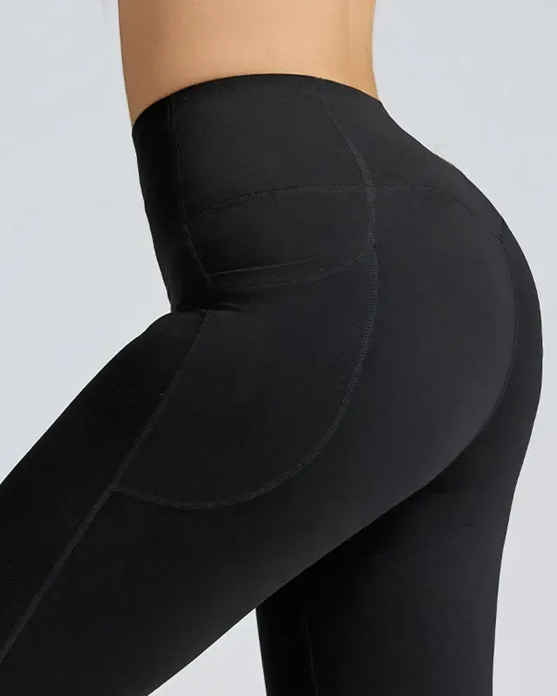 Butt Lifting Tummy Control Side Pocket High Waisted Shaping Training Leggings-8