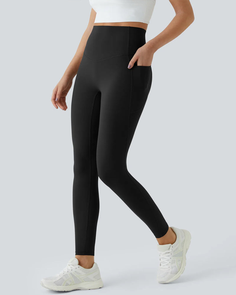 Butt Lifting Tummy Control Side Pocket High Waisted Shaping Training Leggings-10
