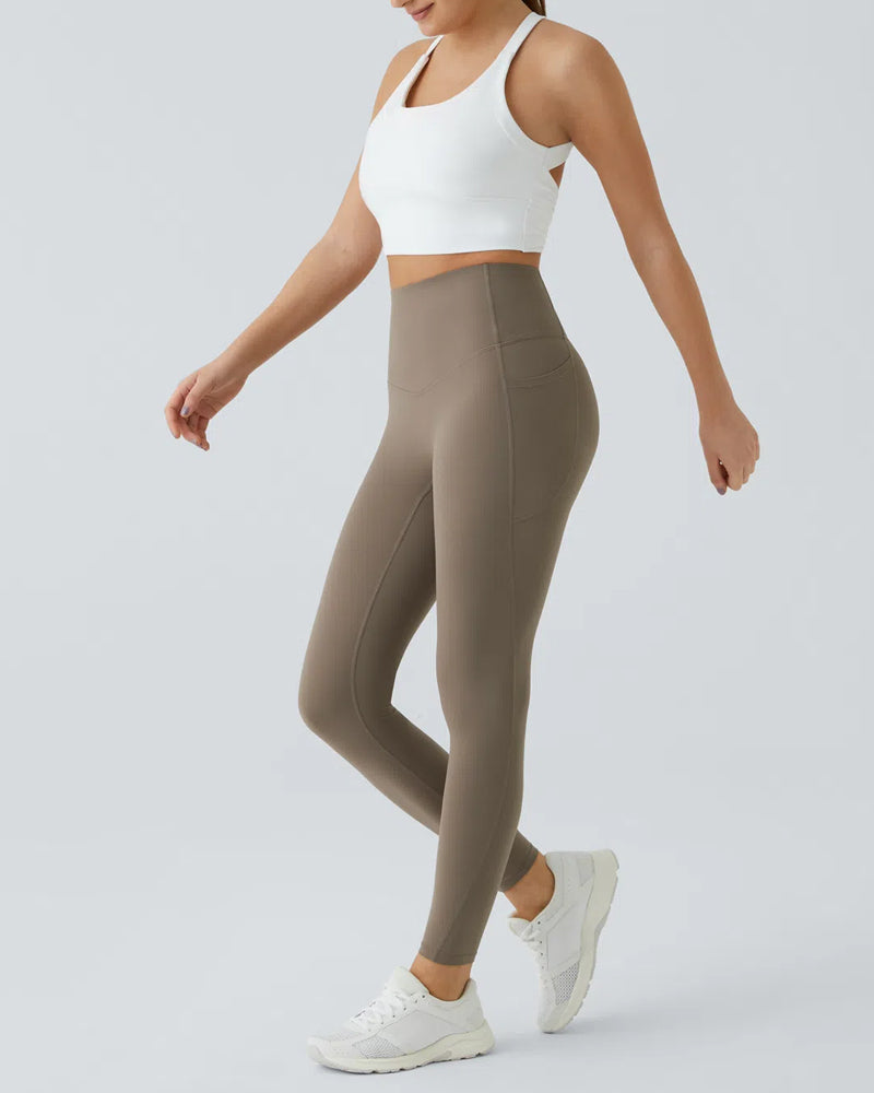Butt Lifting Tummy Control Side Pocket High Waisted Shaping Training Leggings-49