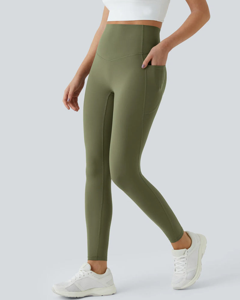 Butt Lifting Tummy Control Side Pocket High Waisted Shaping Training Leggings-55