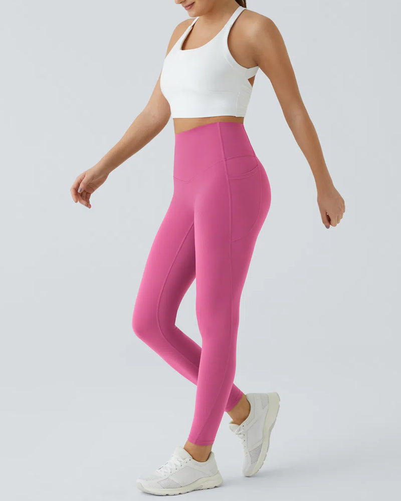 Butt Lifting Tummy Control Side Pocket High Waisted Shaping Training Leggings-69