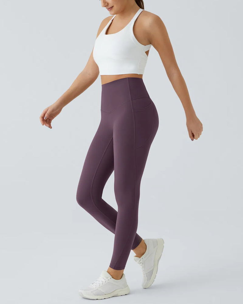 Butt Lifting Tummy Control Side Pocket High Waisted Shaping Training Leggings-75