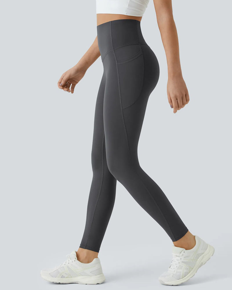 Butt Lifting Tummy Control Side Pocket High Waisted Shaping Training Leggings-16
