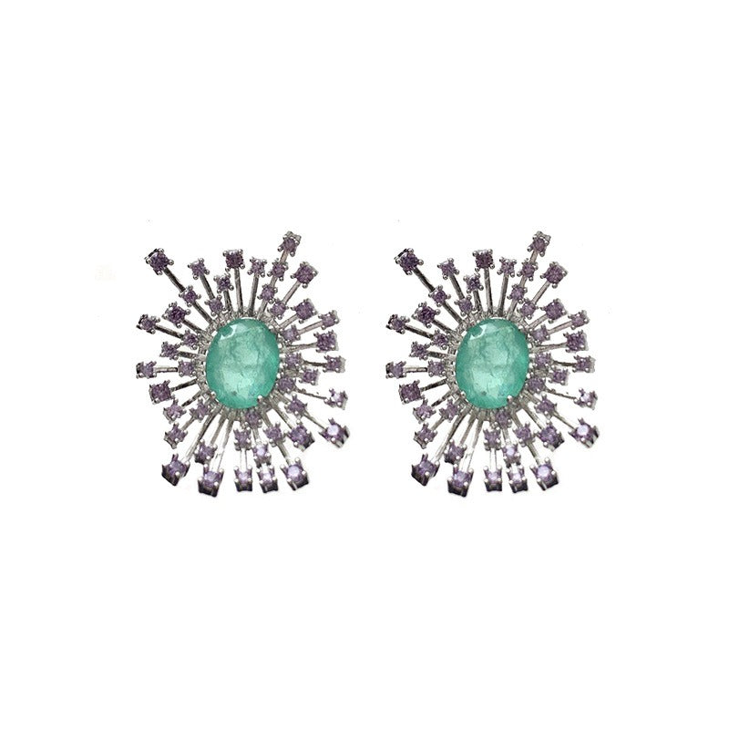 Fireworks Earrings Super Sparkling Hollow Fireworks Earrings Zircon Earrings