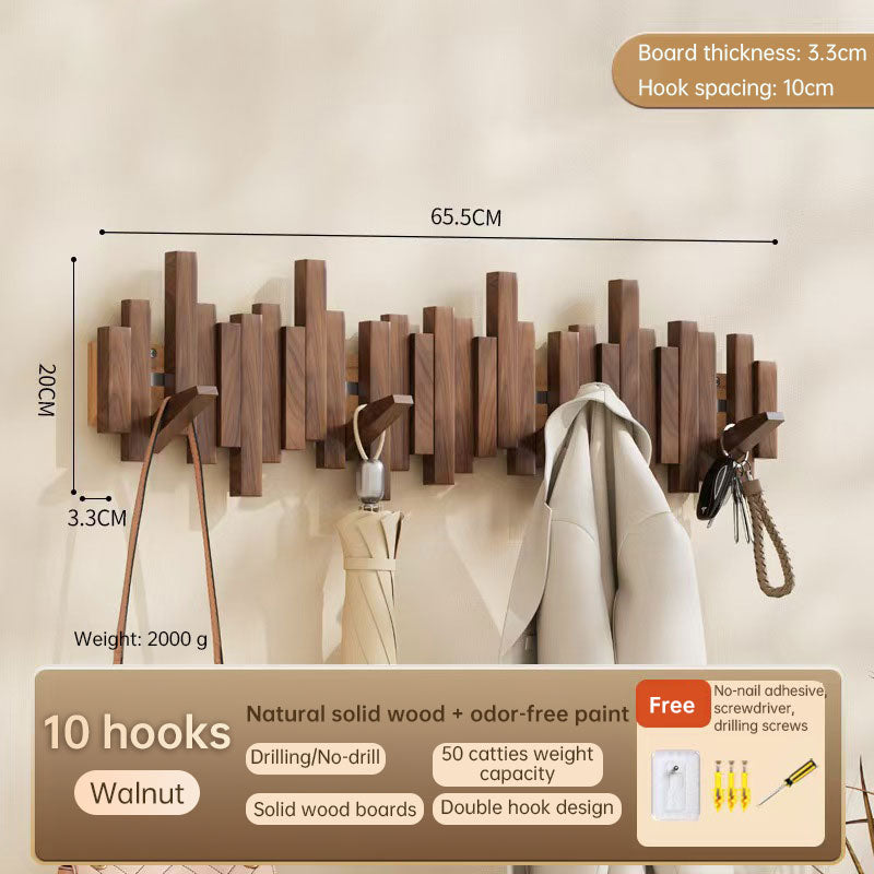 Solid Wood Hanger, Piano Key Wall Hook, Adhesive Back-of-Door Coat Hook, No Drill Entryway Organizer.-2