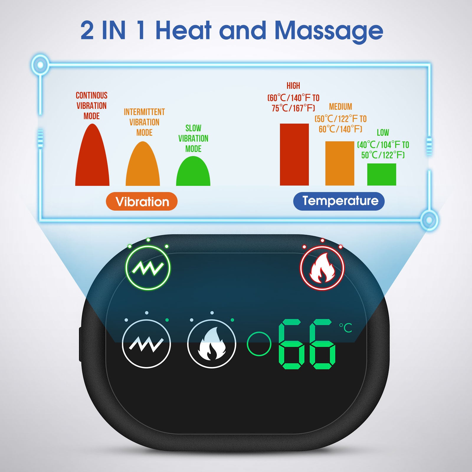 Massage Shoulder Support with Touchscreen Controller, Rechargeable Vibrating Heat Therapy Shoulder Massager Belt-4