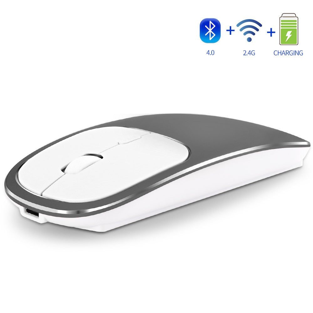 Aluminum alloy dual-mode wireless Bluetooth mouse rechargeable silent infinite computer accessories-3