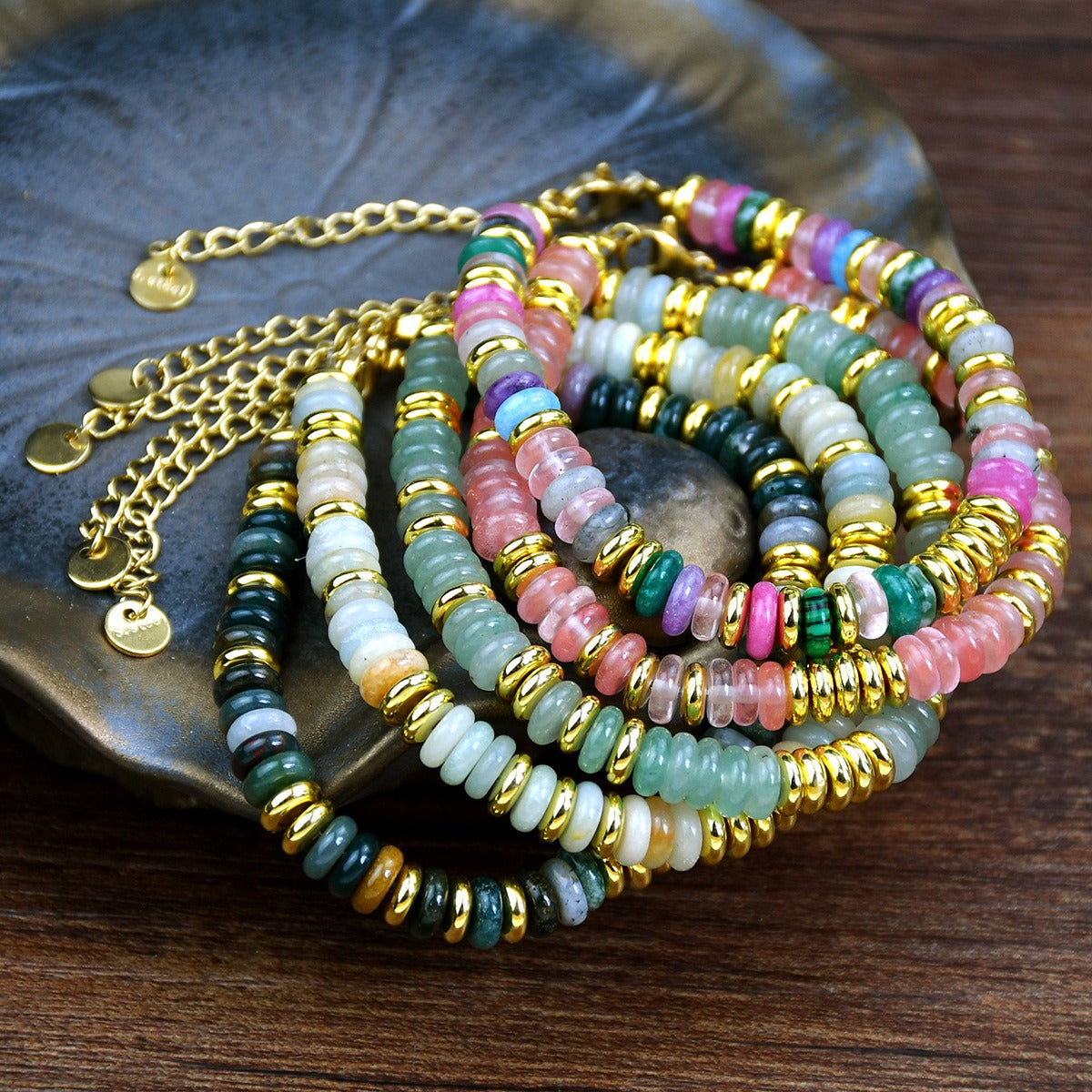 Ins style dopamine colored natural stone bead bracelet for women niche and high-end non fading crystal bracelet-6