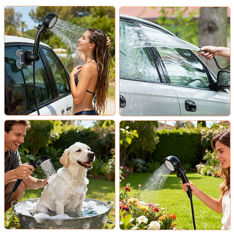 Portable Outdoor Shower Kit, 6000mAh Rechargeable Water Pump with Display for Camping & Pet Bath-3