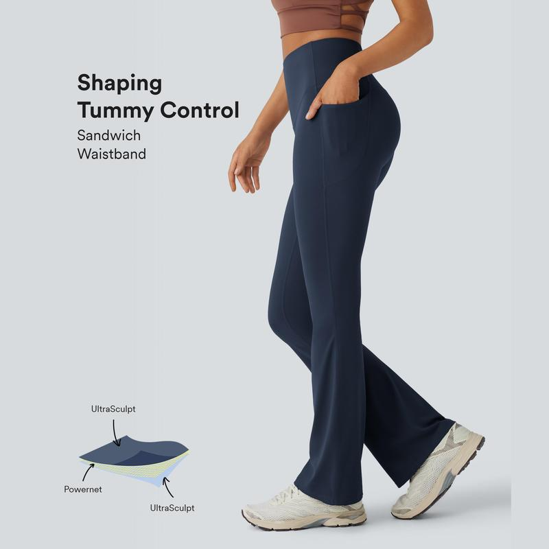 Ultra Sculpt High Waisted Tummy Control Flare Leggings-11