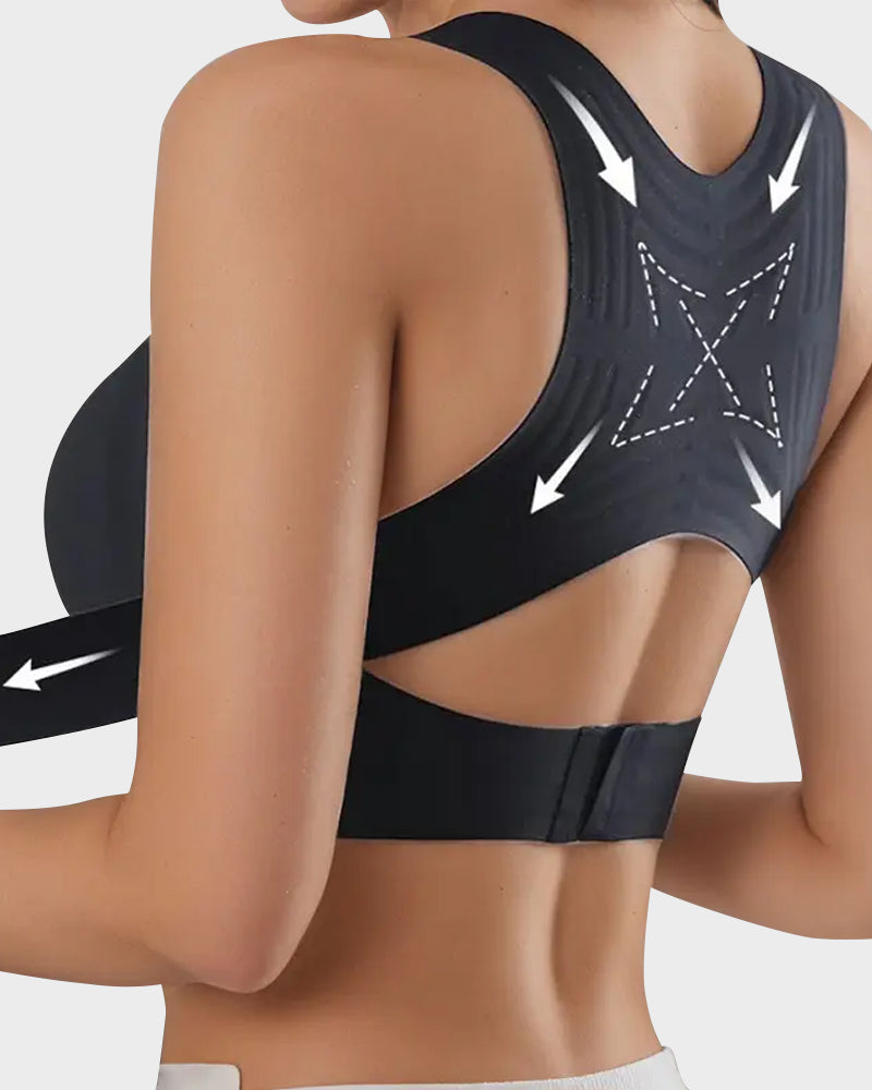 Front Closure Cross-Back Wireless Posture Bra-6