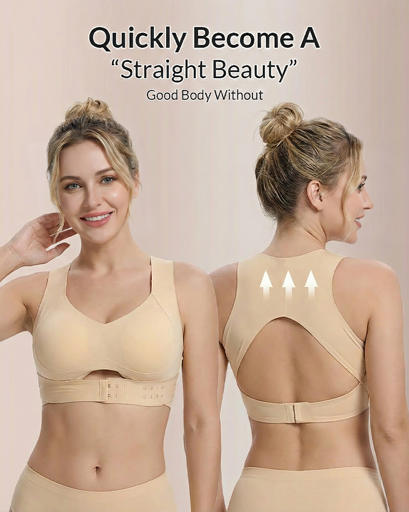 Front Closure Cross-Back Wireless Posture Bra-1