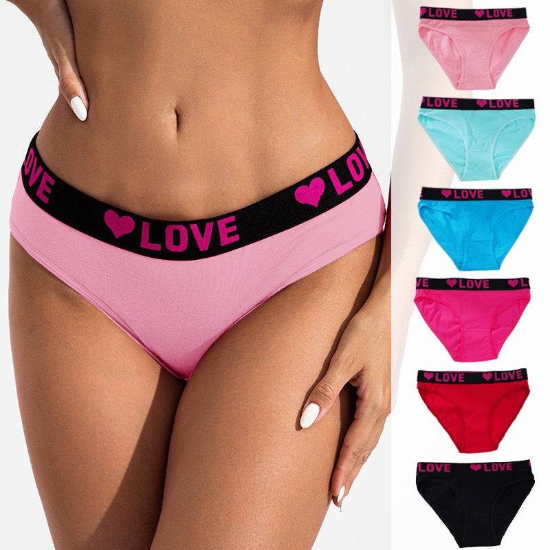 Women's Soft Breathable Heart Tape Panties-6 packs-1