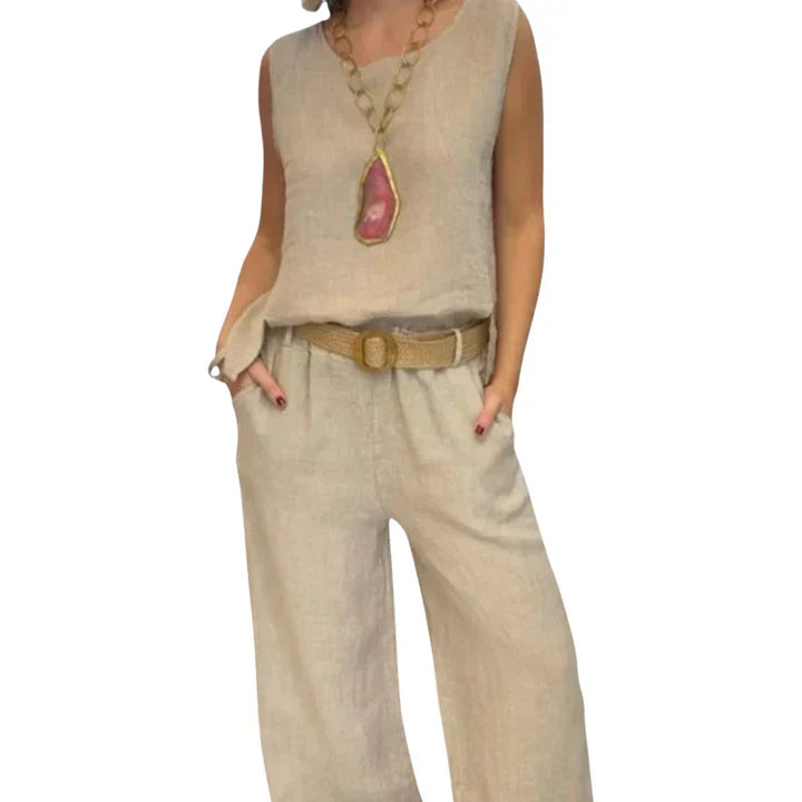 Paloma | Bohemian Sleeveless Top and Cropped Pants Co-Ord Set-7