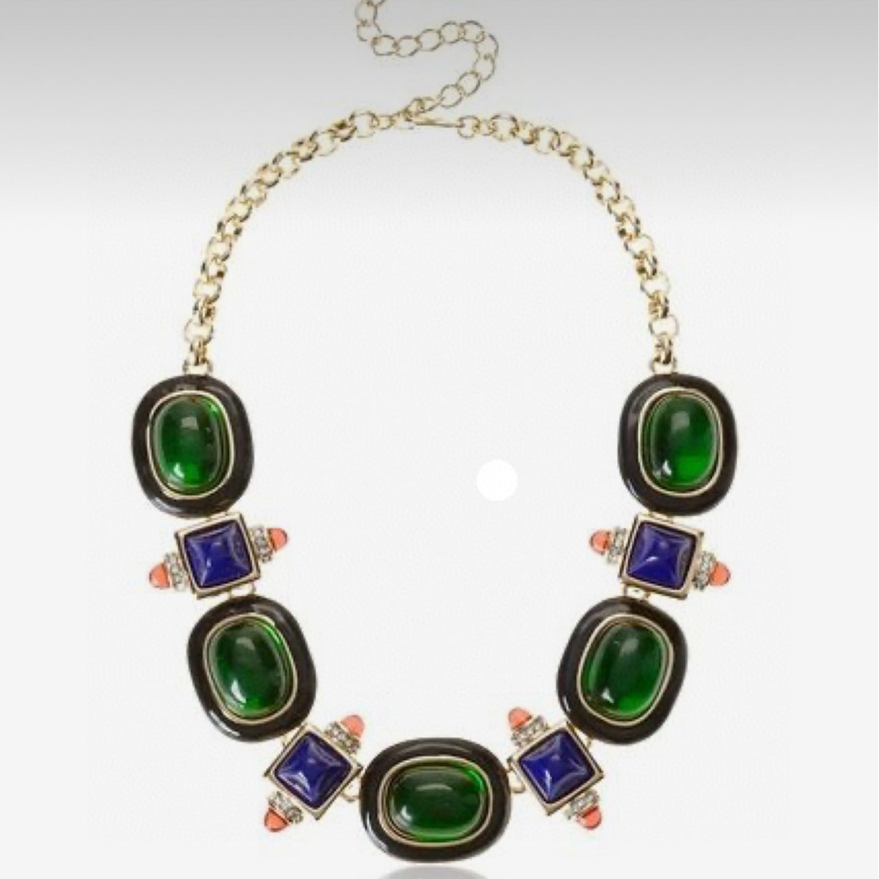 Medieval retro emerald glass exaggerated high-end niche necklace-2