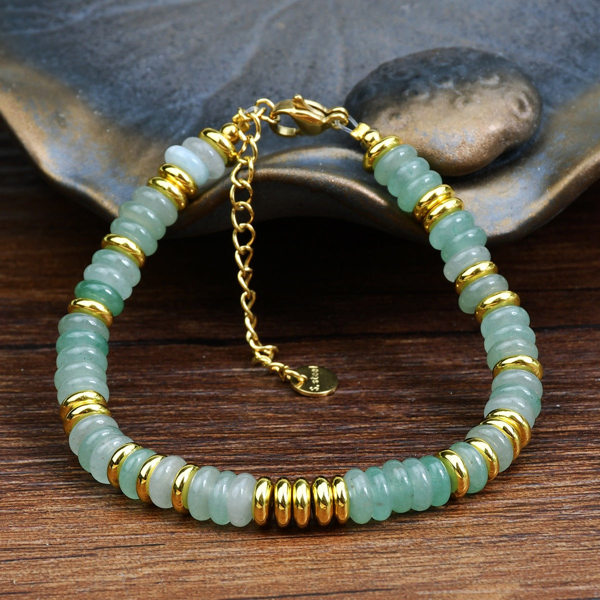 Ins style dopamine colored natural stone bead bracelet for women niche and high-end non fading crystal bracelet-3