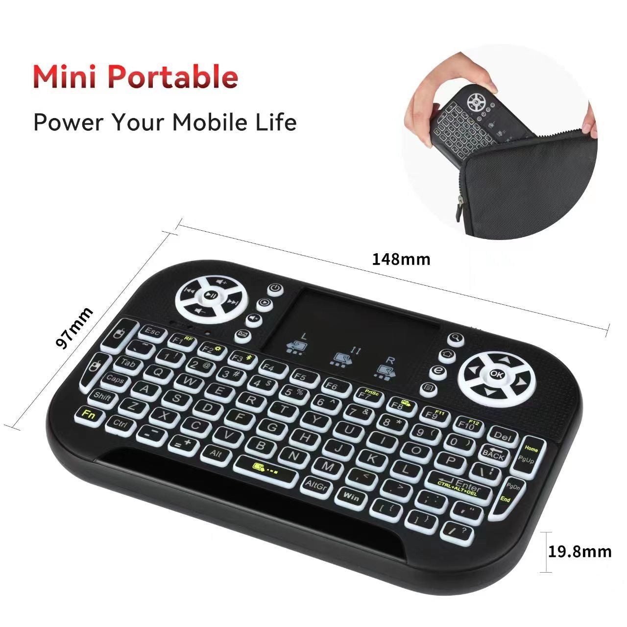 N8 Air Mini Flying Mouse Keyboard RGB Colorful Backlit Small Keyboard Smart TV Remote Control Portable-1