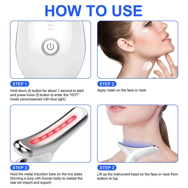 Neck Massager Beauty Device with 7-Color Light Therapy for Neck Wrinkle Care-4