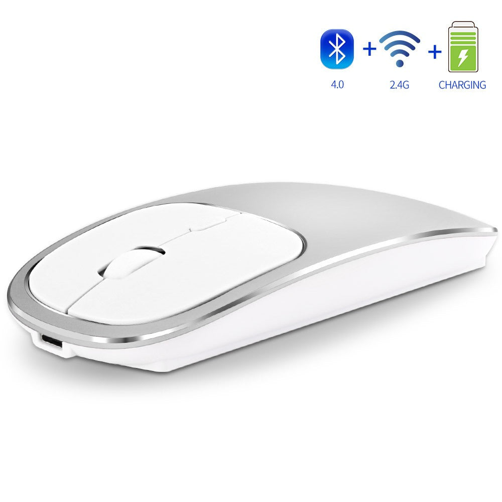 Aluminum alloy dual-mode wireless Bluetooth mouse rechargeable silent infinite computer accessories-1