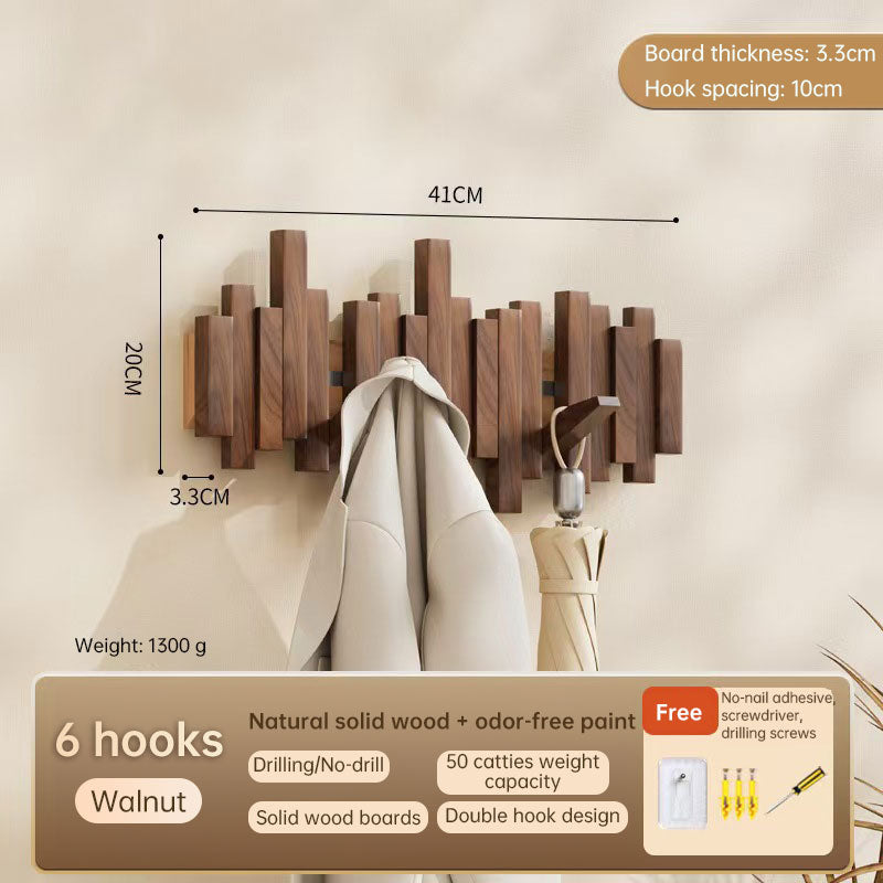 Solid Wood Hanger, Piano Key Wall Hook, Adhesive Back-of-Door Coat Hook, No Drill Entryway Organizer.-4