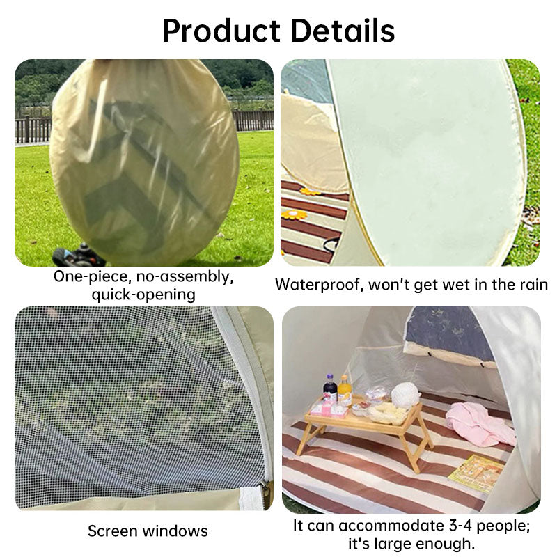 Heavy Duty Beach Tent with Reinforced Poles – Windproof Sun Shelter & UV Protection Canopy for Outdoor Family Use-5