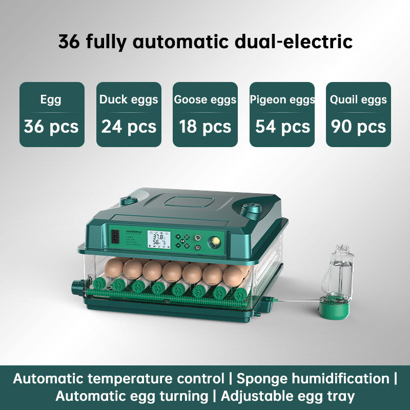 24/36 Egg Incubator Fully Automatic, Auto Turner & Temp Control, Dual Power 220V/12V Mini Poultry Hatcher for Chicken Duck-1