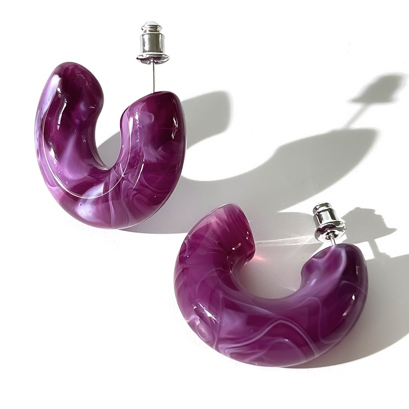 C-shaped acrylic candy mixed color personalized versatile women's earrings-4