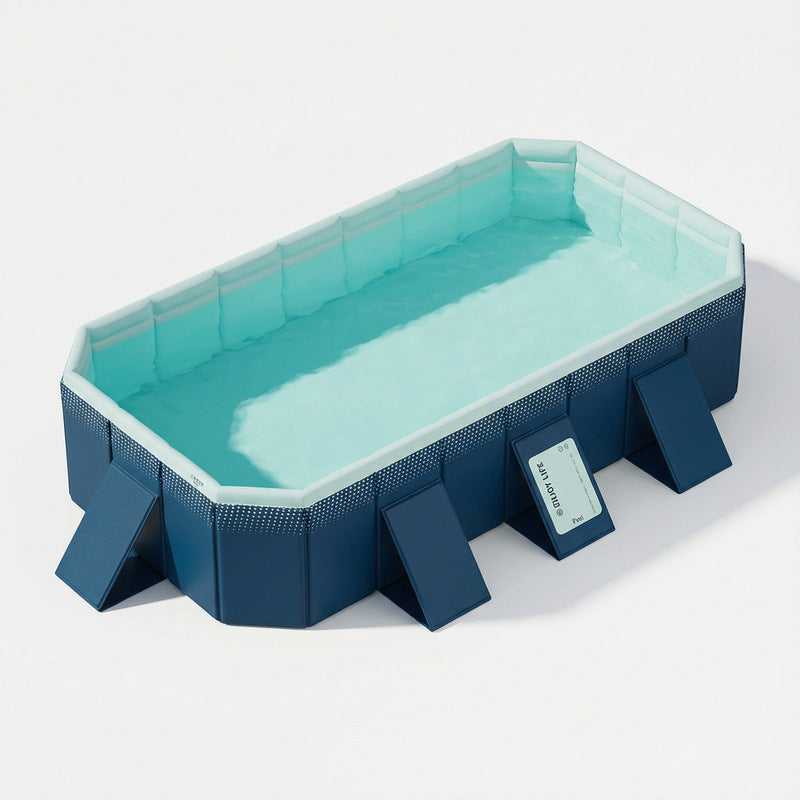 Large Foldable Rectangular Family Swimming Pool, Non-Inflatable Above Ground Pool, Easy Setup Outdoor Pool for Adults and Kids-8