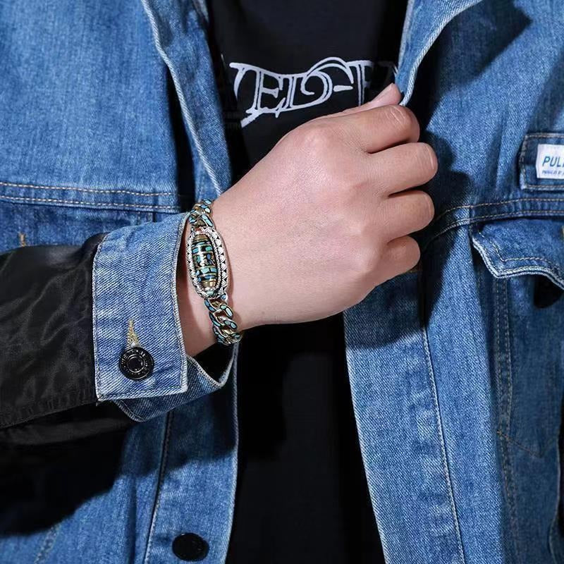 Product name: Turquoise Six-character Mantra Nine-eyed Dzi Bead Bracelet-2