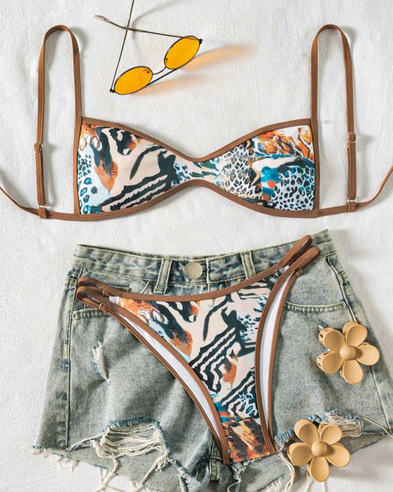 Floral Backless Two-Piece Bikini Set-24