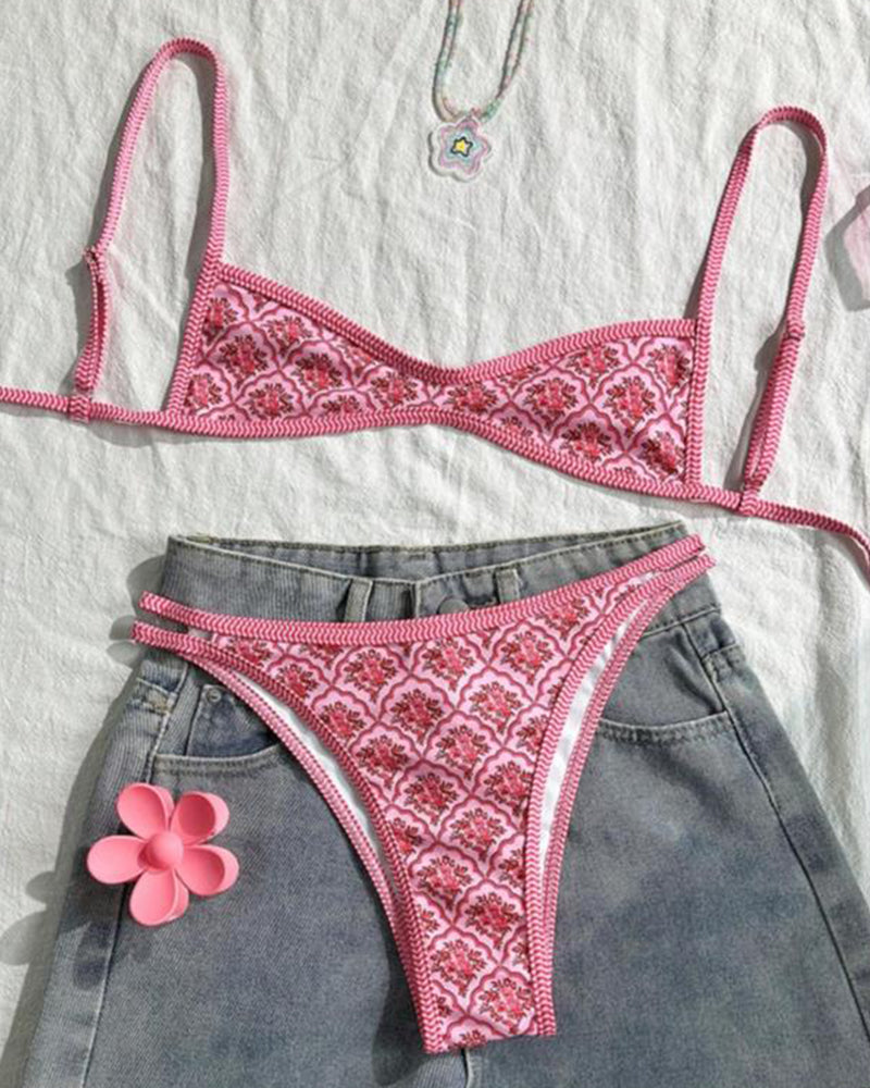 Floral Backless Two-Piece Bikini Set-27
