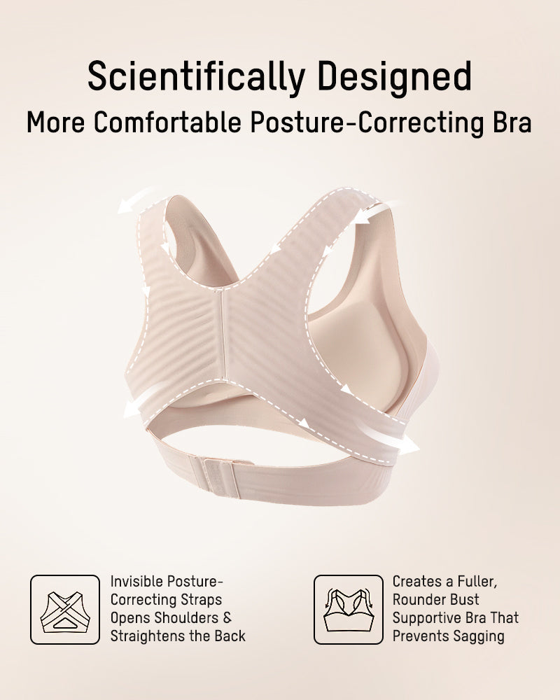 Front Closure Cross-Back Wireless Posture Bra-13
