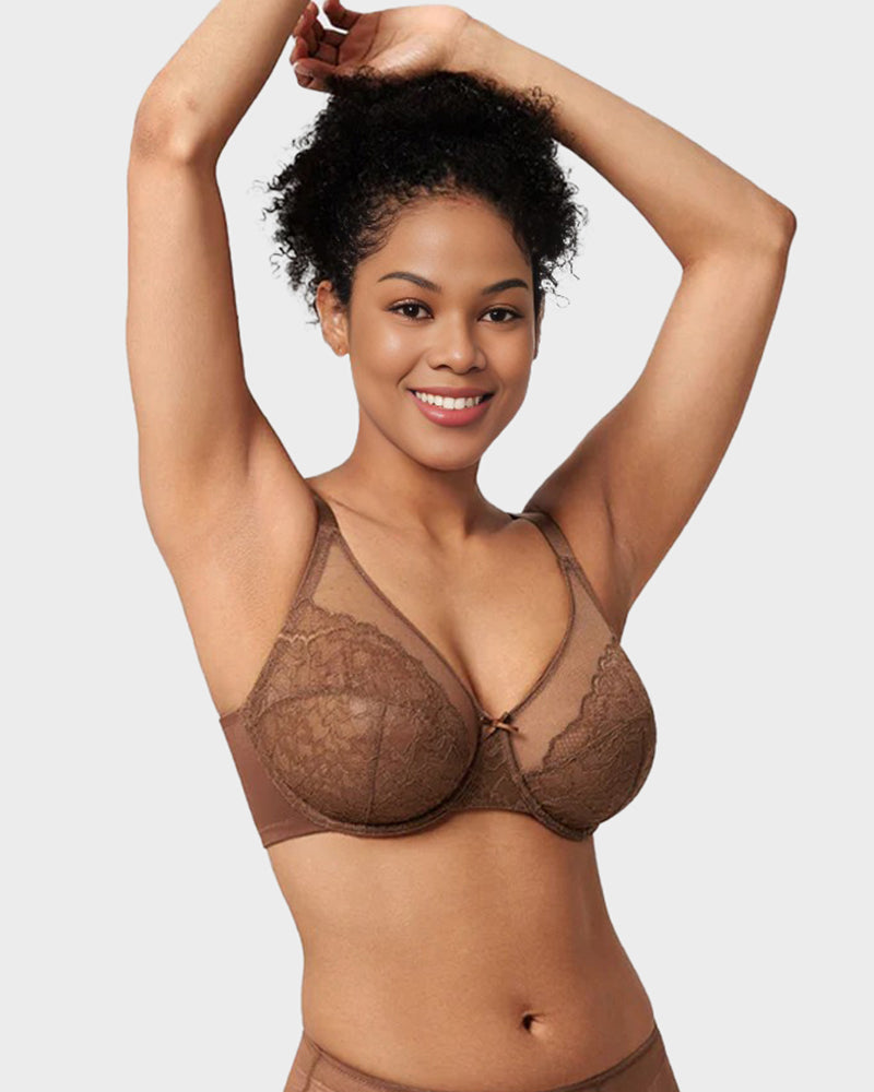 Full Coverage Lace Minimizer Bra - Petal-6