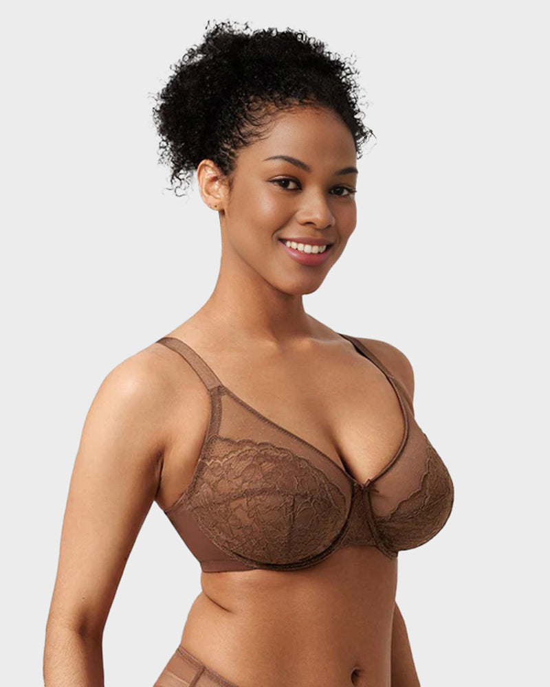 Full Coverage Lace Minimizer Bra - Petal-7