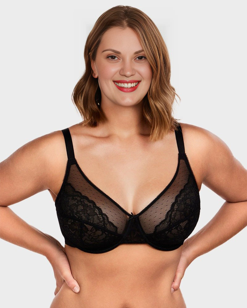 Full Coverage Lace Minimizer Bra - Petal-1